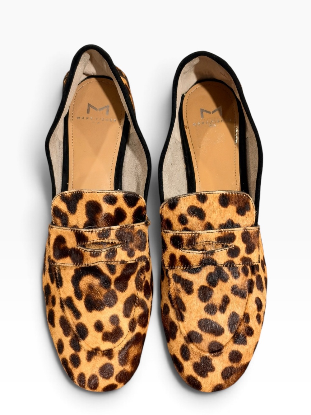 Marc Fisher LTD Leopard Calf Hair Penny Loafers Shoes 9M Sample